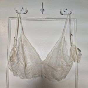 NWOT Free People Lace Longline Bralette in Ivory Size Large